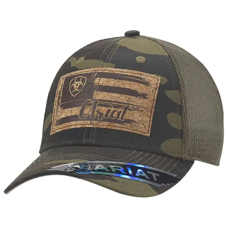 ARIAT Camo Cork Patch (Camo/Green) - Trucker Cap made by Ariat