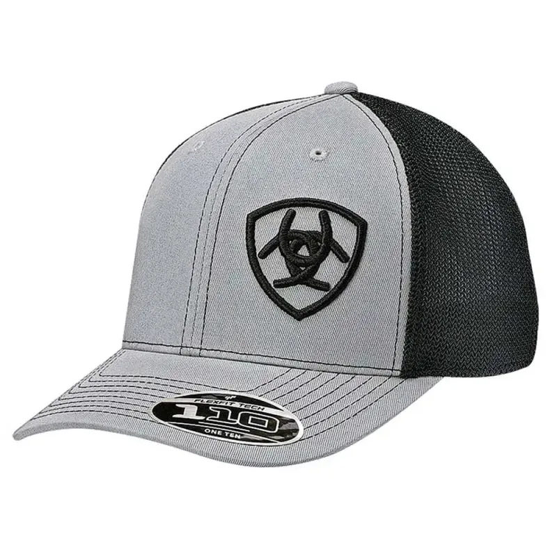 ARIAT Storm Offset Shield (Grey/Black) - Trucker Cap sold by Hat Country