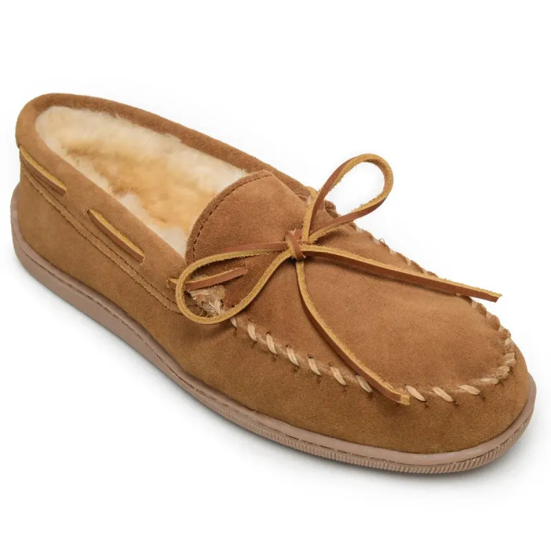 Minnetonka Sheepskin Hardsole Moc - Mens Slippers sold by Hat Country