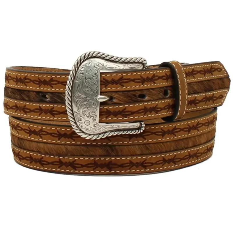 Nocona Badlands – Men's Hair-On Cowhide Leather Belt made by Nocona