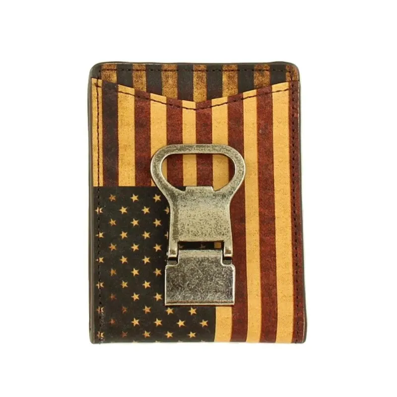 Nocona Vintage USA Flag- Mens Bi-Fold Money Clip sold by Hat Country