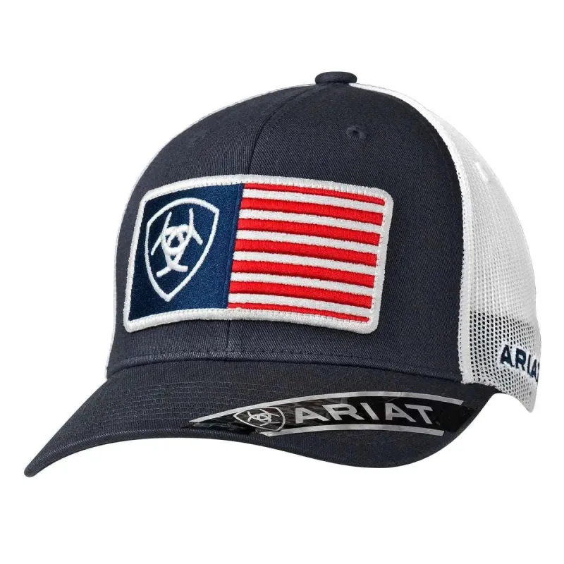 ARIAT USA Flag Patch (Navy/White) - Trucker Cap sold by Hat Country