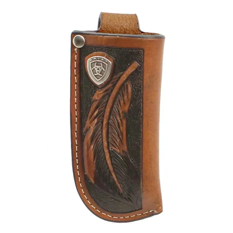 Ariat Tooled Feather with Silver Concho - Knife Sheath made by Ariat