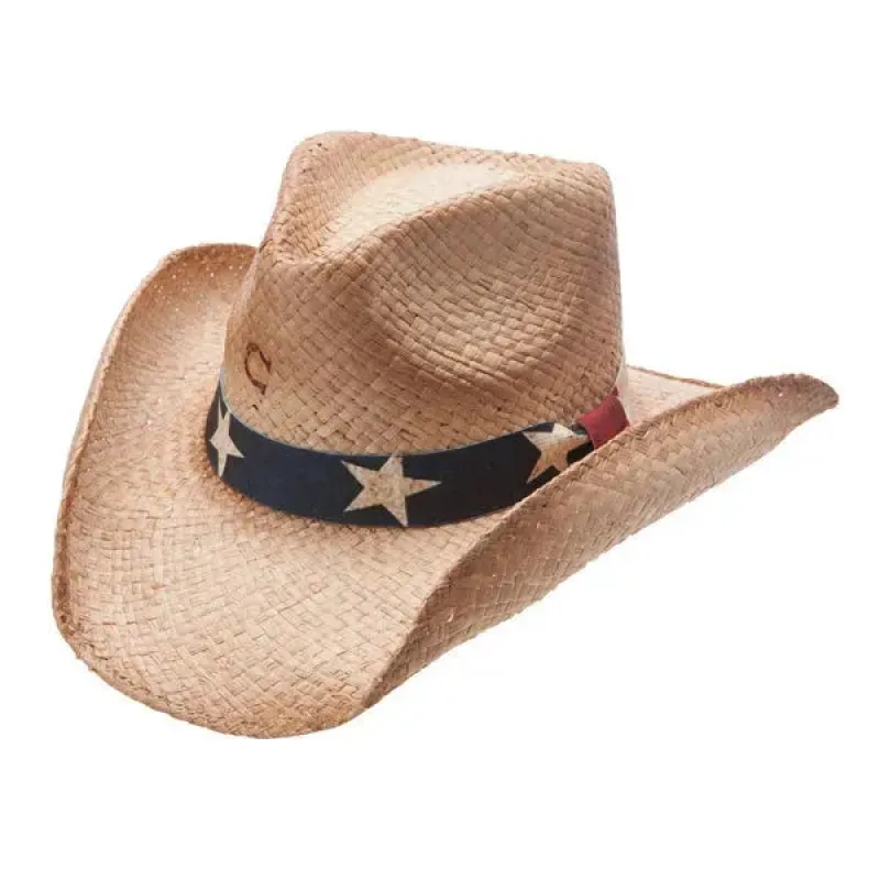 Charlie 1 Horse Stars and Stripes (Red White & Blue) - Shapeable Straw Cowboy Hat (Closeout) made by Hat Country