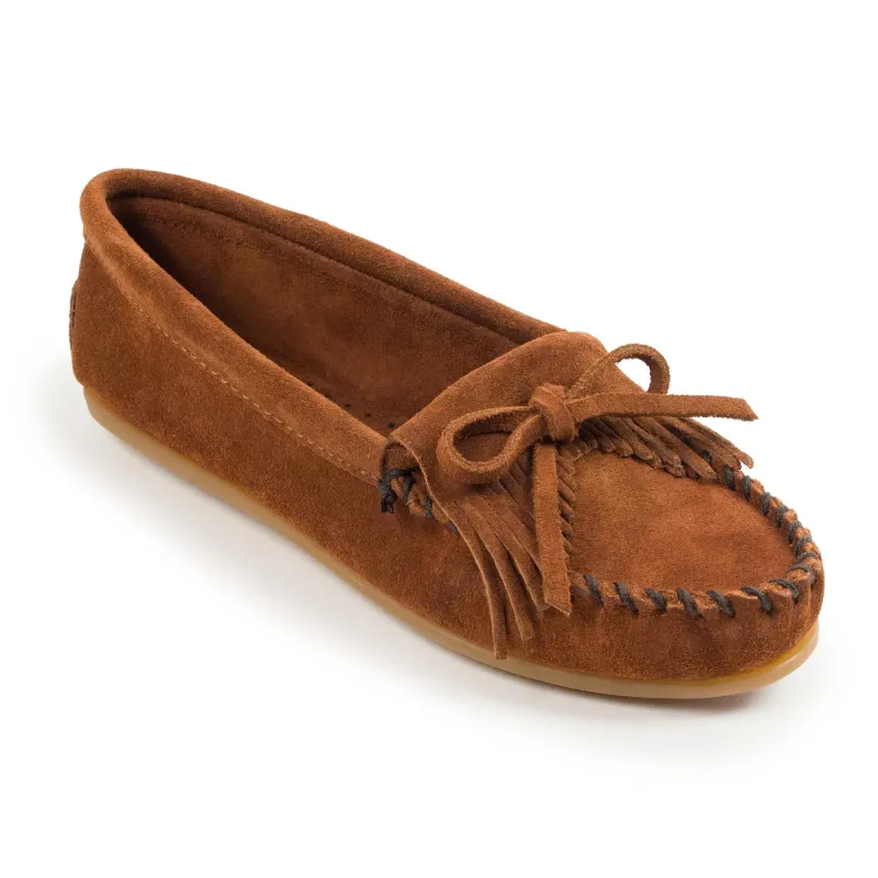 Minnetonka Kilty Hardsole Suede Moc - Womens Moccasins (Brown) sold by Hat Country