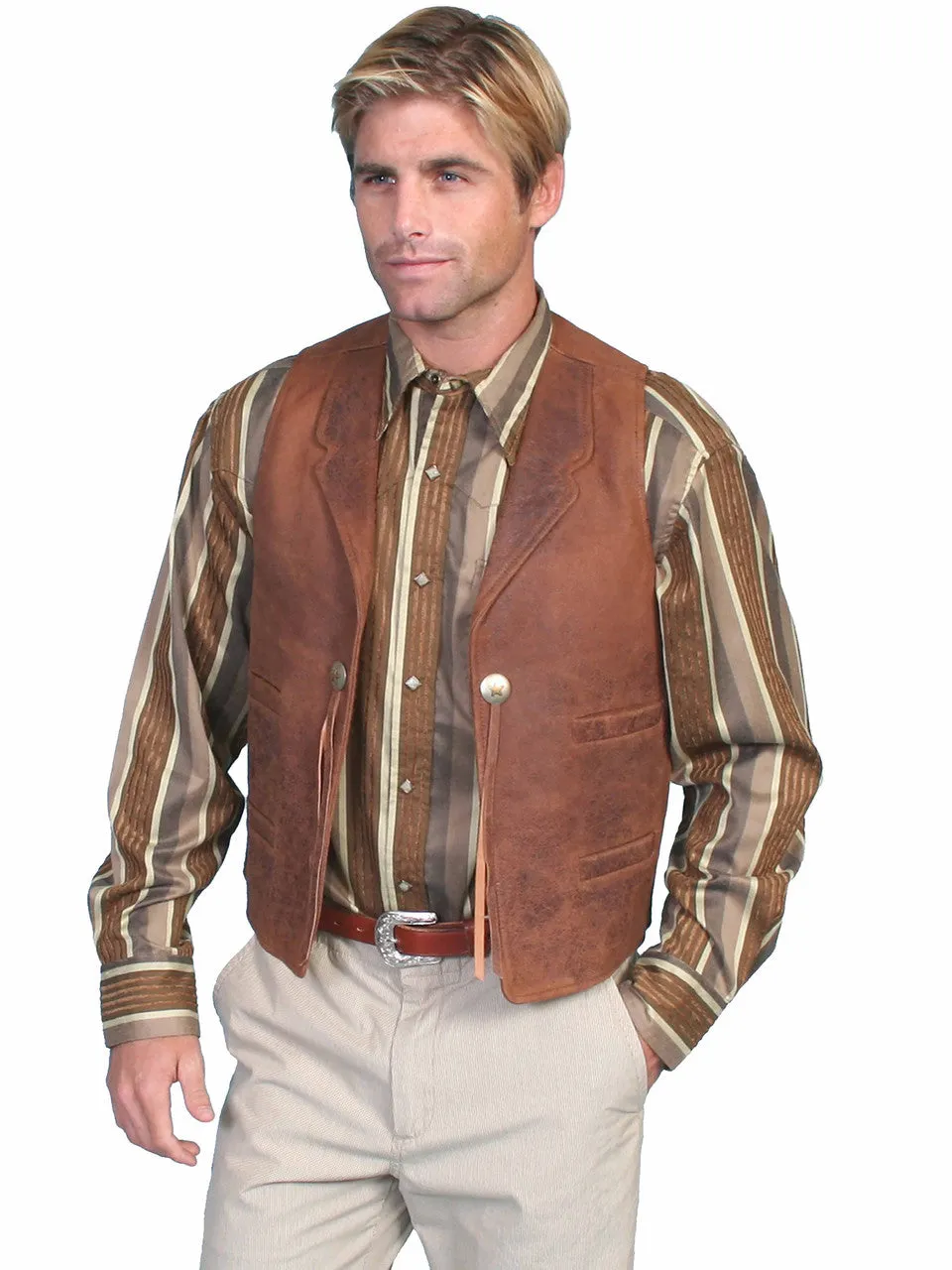 Scully Conchos (965) – Men's Leather Vest (Closeout) sold by Hat Country