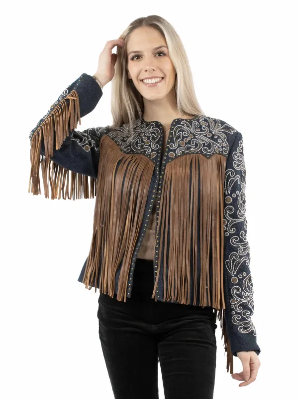 Scully Denim Fringe - Women's Leather Jacket sold by Hat Country