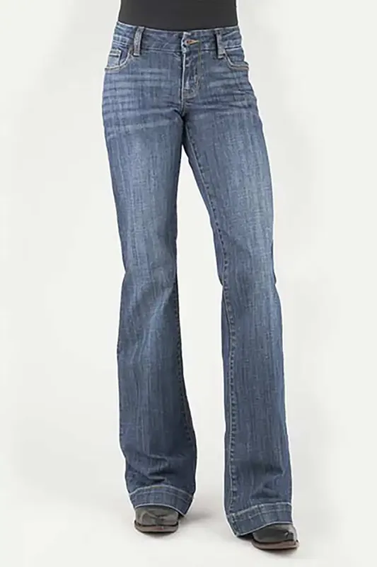 Stetson 214 Trouser Fit Pieced Back Pocket (Denim Medium Wash) - Women's Jeans (Closeout) sold by Hat Country