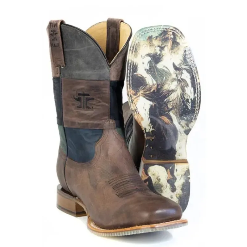 Tin Haul Blocks - Men's Leather Cowboy Boot made by Hat Country