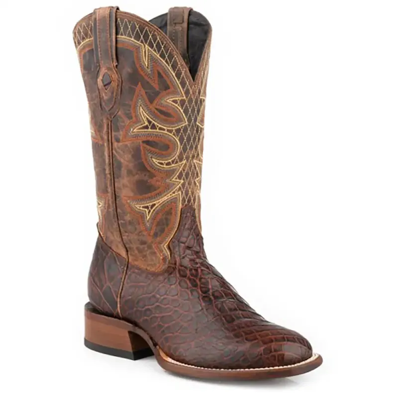 Stetson Grator (Brown/Dark Brown) - Men's Alligator Cowboy Boot sold by Hat Country