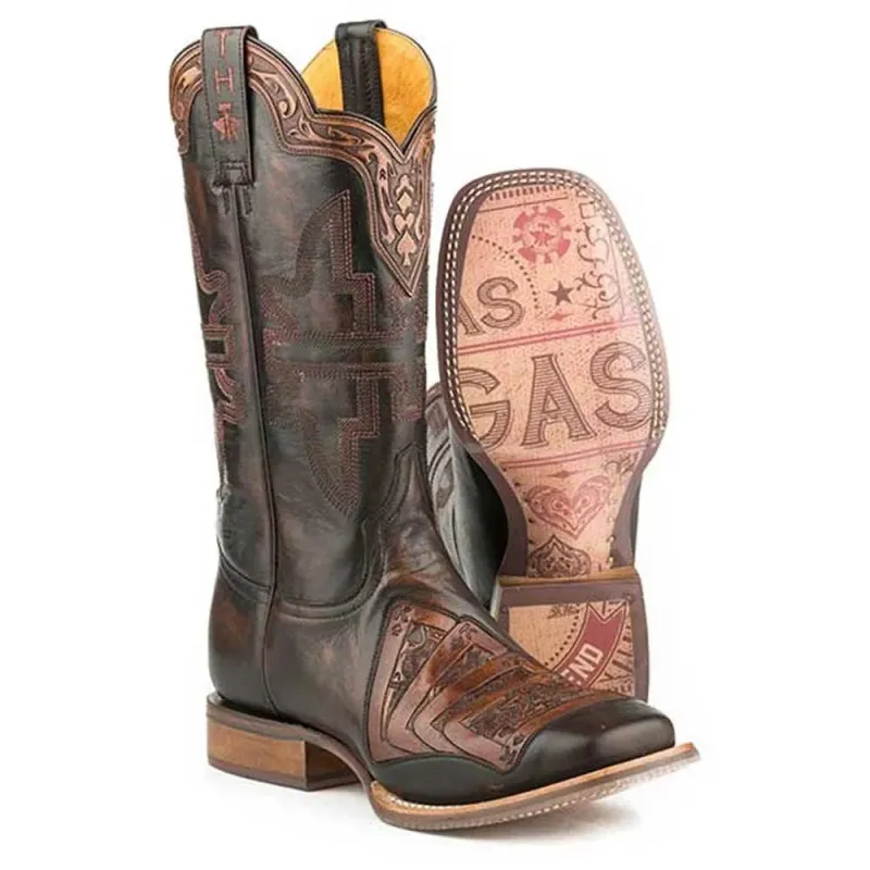 Tin Haul Kings / Gambling Legend ( Black) - Mens Leather Cowboy Boot made by Hat Country