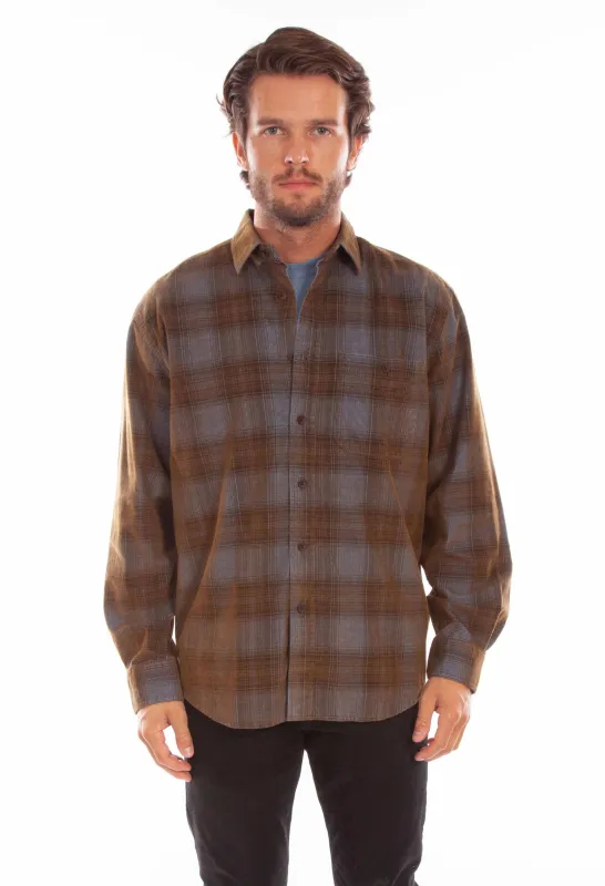 Scully Point Collar (5342) - Men's Corduroy Plaid Shirt made by Hat Country