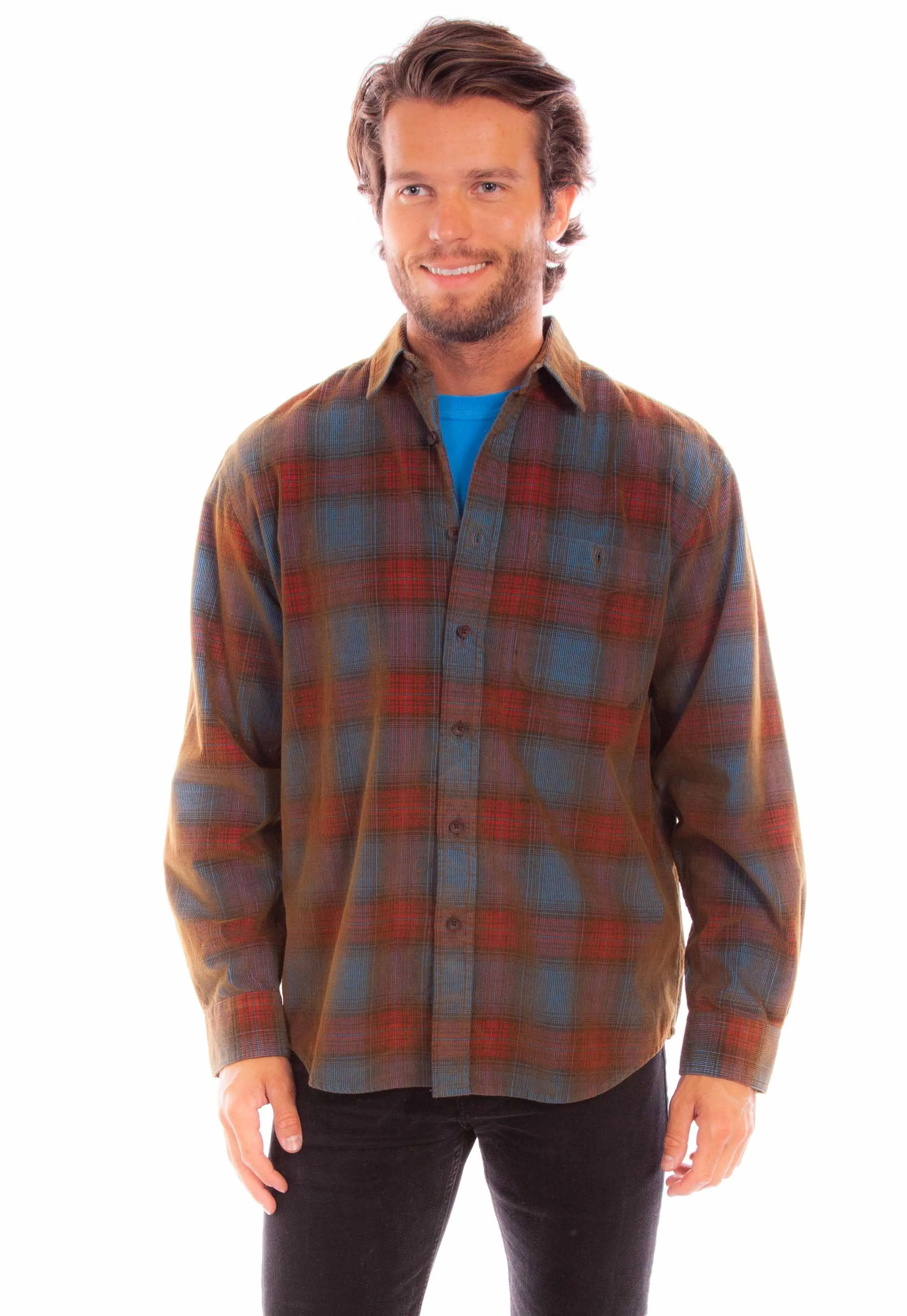 Scully Point Collar (5341) - Men's Plaid Corduroy Shirt sold by Hat Country