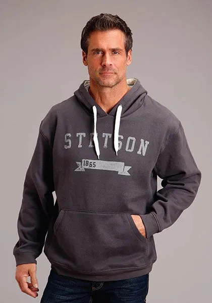 Stetson White Logo (Grey) - Men's Hoodie Sweatshirt sold by Hat Country
