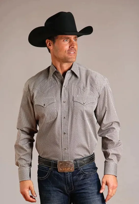 Stetson Diamond Geo (Grey) - Men's Western Shirt made by Stetson