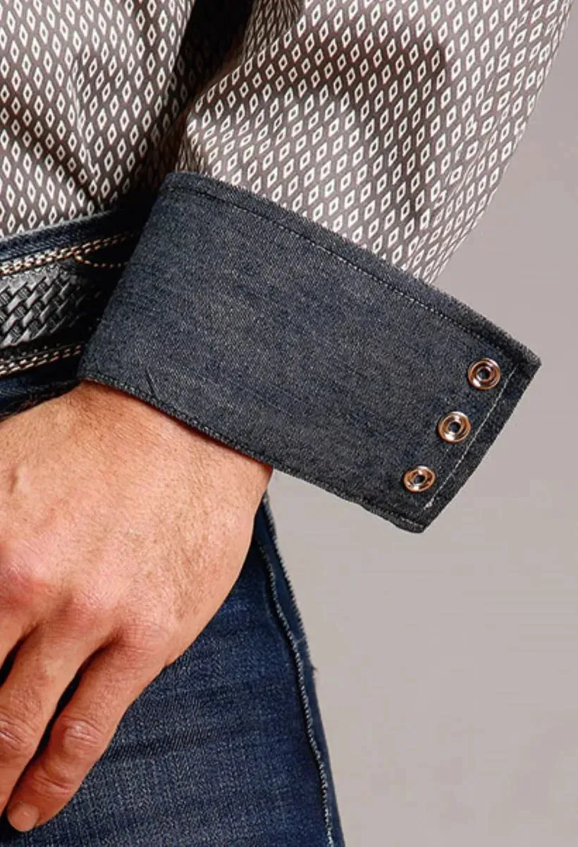 Stetson Diamond Geo (Grey) - Men's Western Shirt sold by Hat Country product image thumbnail 3
