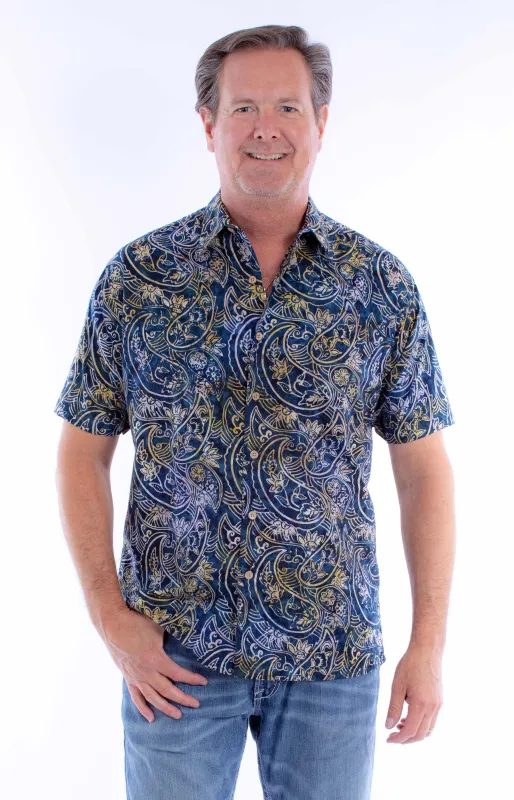 Scully Navy Batik (5377) - Men's Casual Shirt sold by Hat Country