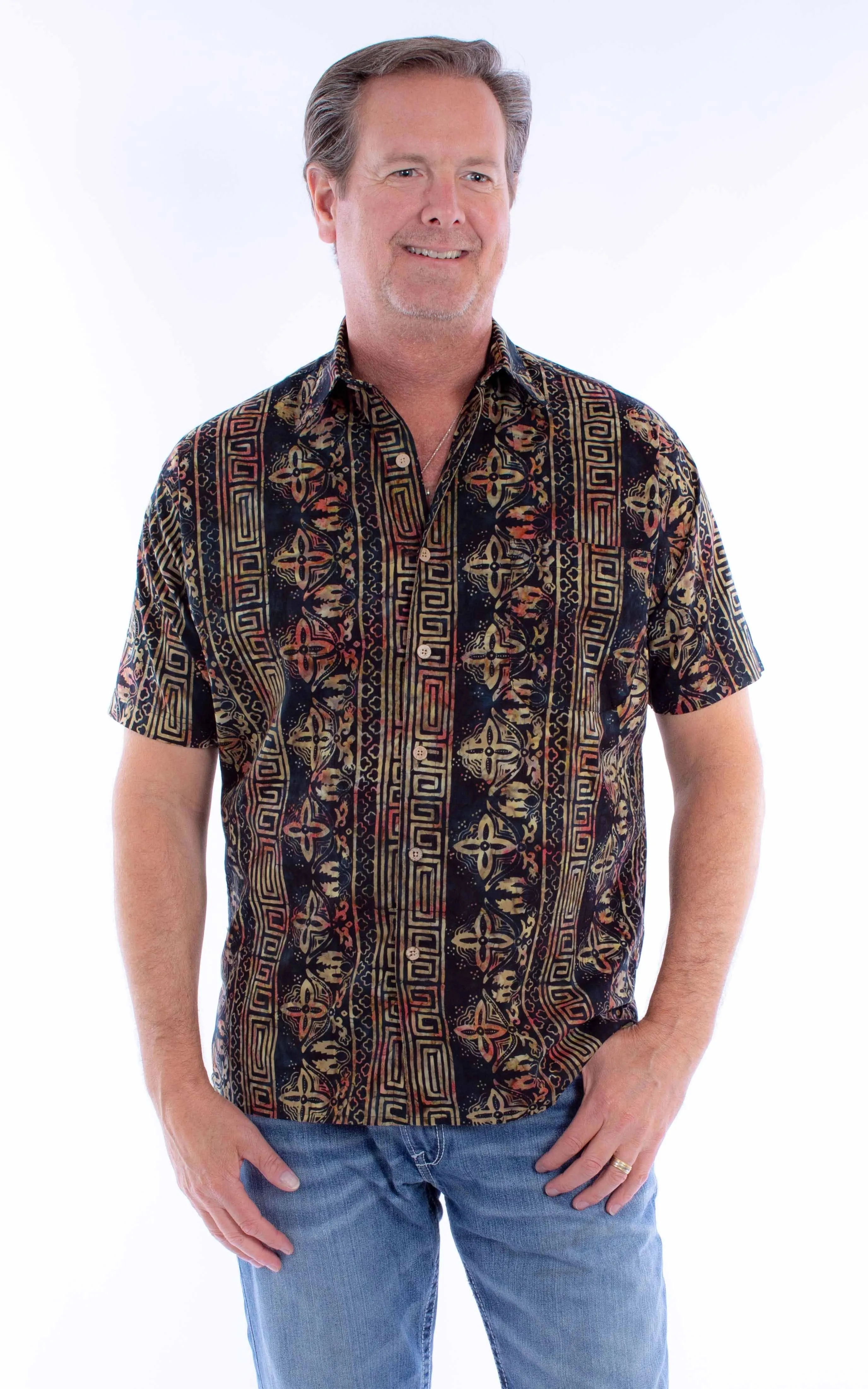 Scully Button Front Batik (5379) - Men's Casual Shirt sold by Hat Country