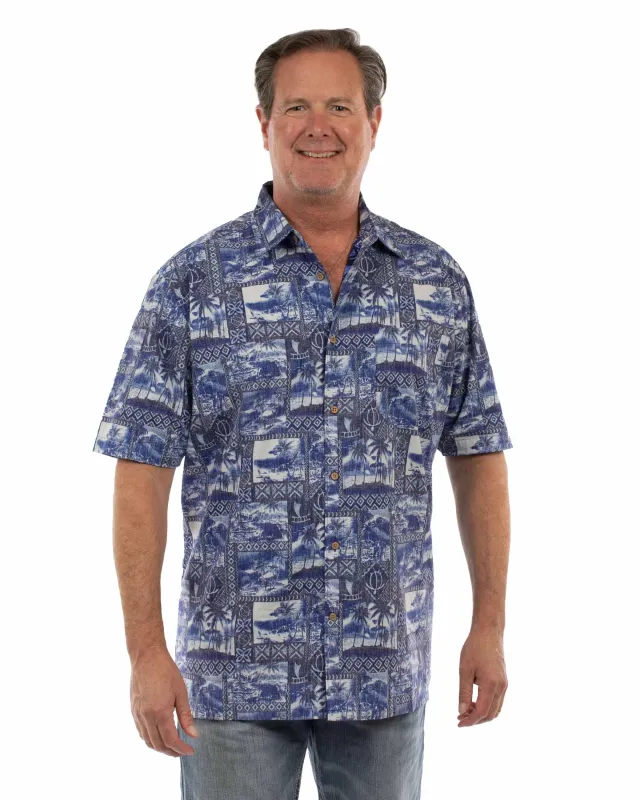 Scully Hawaiian Stamps (5401) - Men's Casual Shirt sold by Hat Country