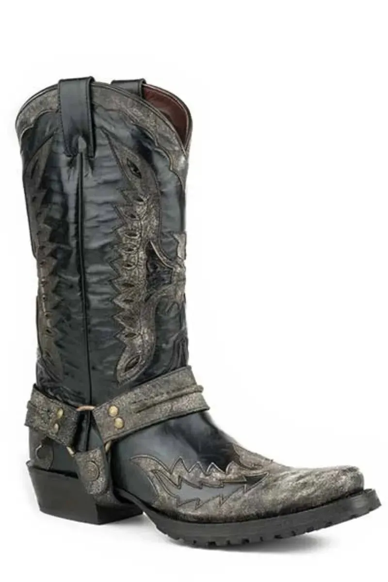 Stetson Outlaw Eagle Biker (Black) - Men's Cowboy Boot sold by Hat Country