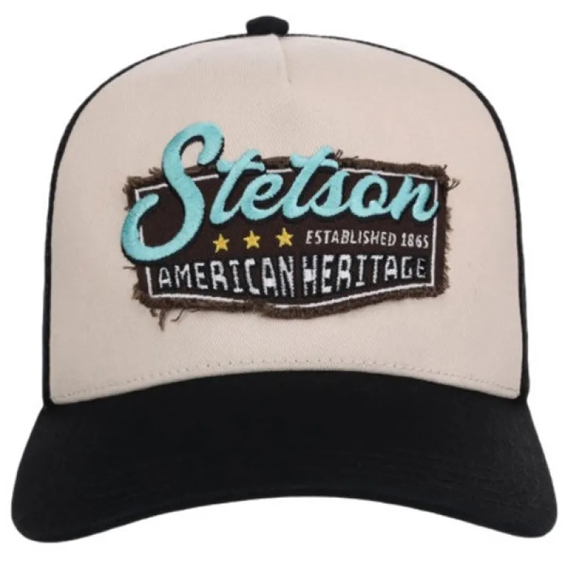 Stetson Frayed Patch (Cream/Black) - Trucker Cap made by Stetson