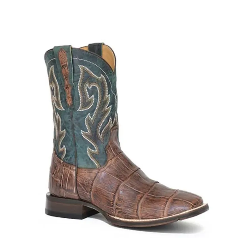 Stetson Alligator (Blue/Brown) - Men's Alligator Cowboy Boot sold by Hat Country