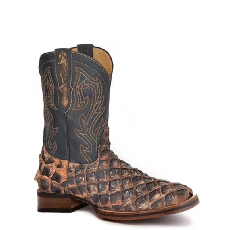 Stetson Predator (Black) - Men's Pirarucu Cowboy Boot made by Stetson