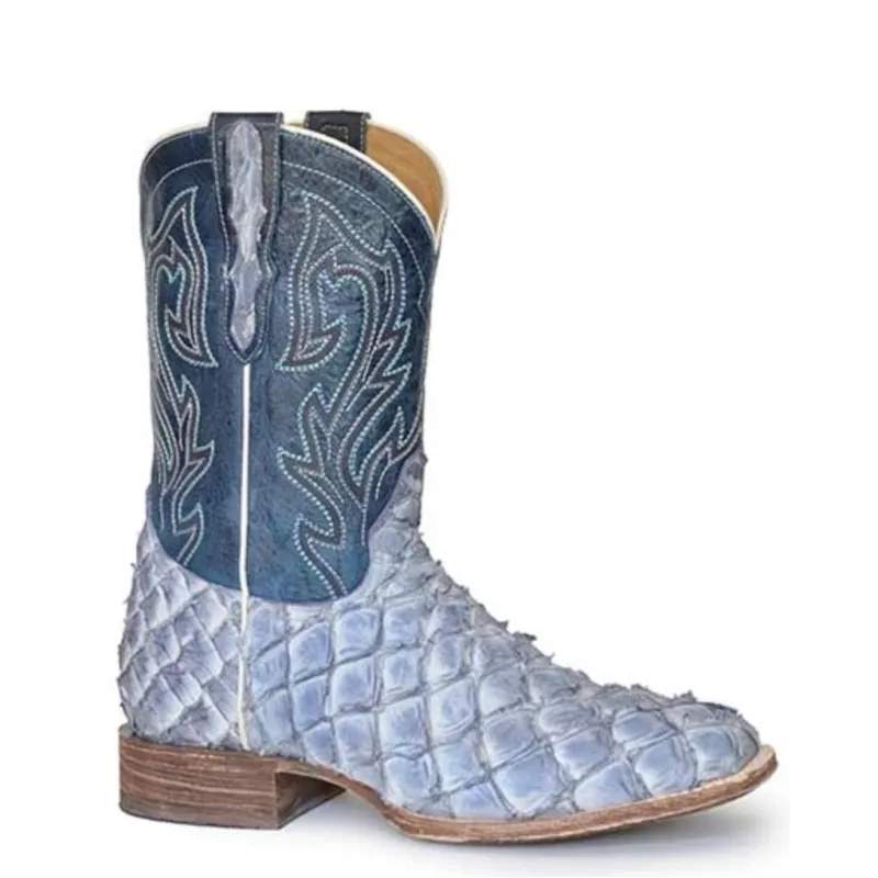 Stetson Predator (Blue) - Men's Pirarucu Cowboy Boot made by Stetson