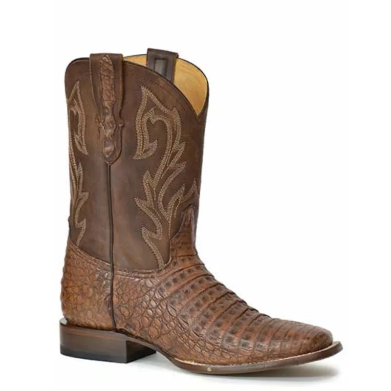 Stetson Cameron (Brown) - Men's Caiman Cowboy Boot made by Stetson