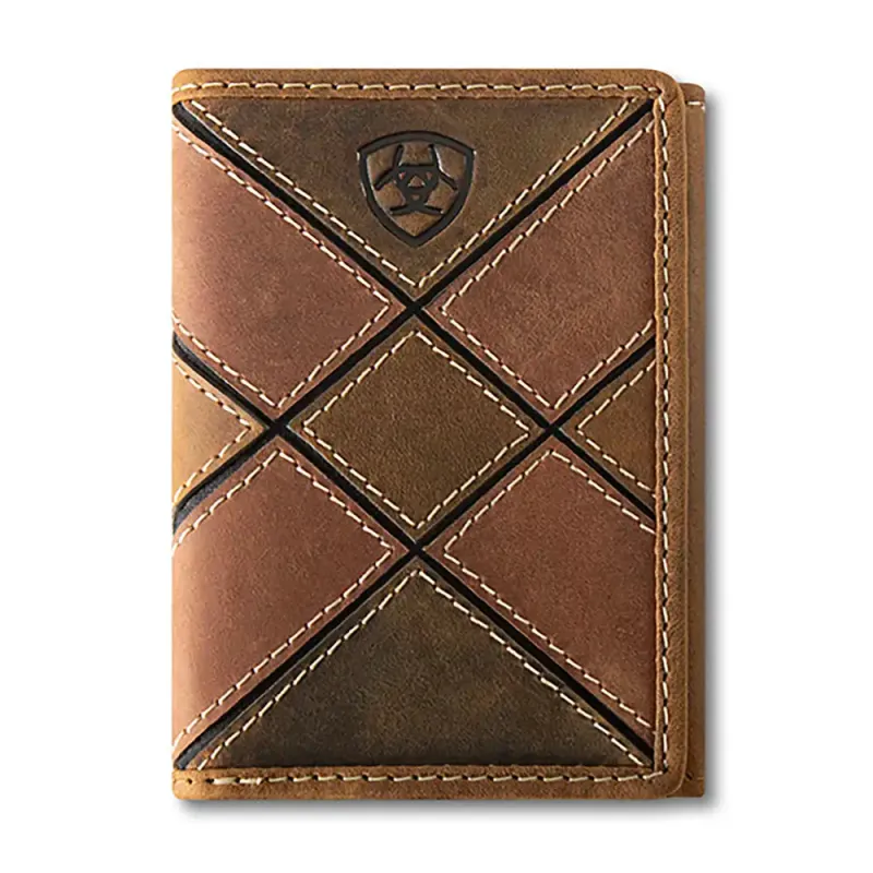 Ariat Patchwork Embossed - Men's Trifold Wallet sold by Hat Country
