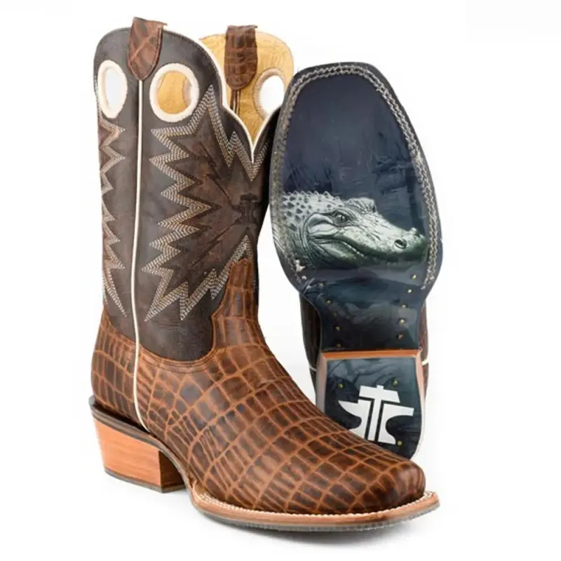 Tin Haul Wild Croc/Crocodile Sole - Men's Leather Cowboy Boot sold by Hat Country