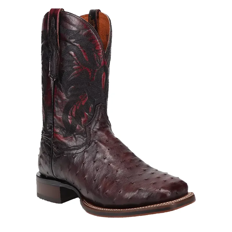 Dan Post Alamosa (Black Cherry)  - Men's Ostrich Skin Leather Cowboy Boots sold by Hat Country