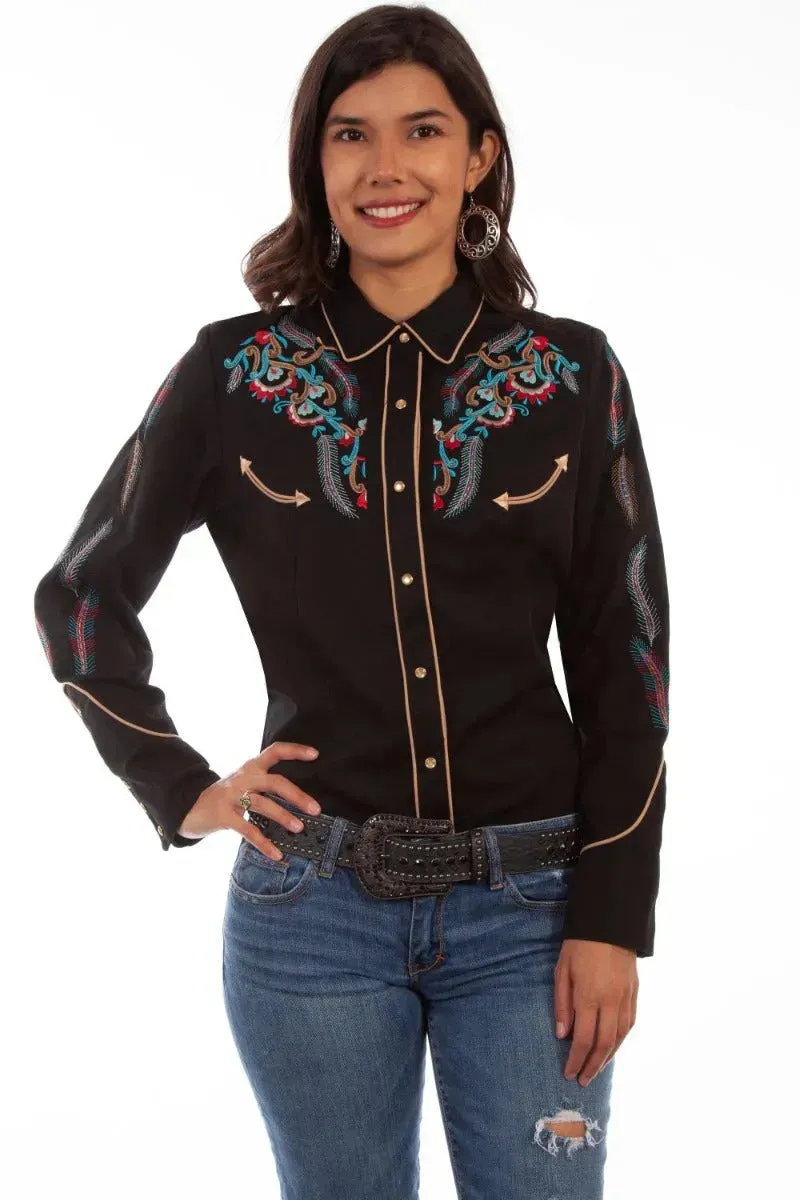 Scully Floral and Feather Embroidery - Women's Western Shirt sold by Hat Country