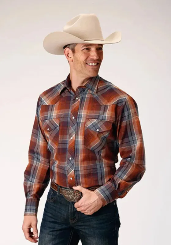 Roper Coyote Woven (Brown) - Men's Western Shirt (Closeout) made by Roper