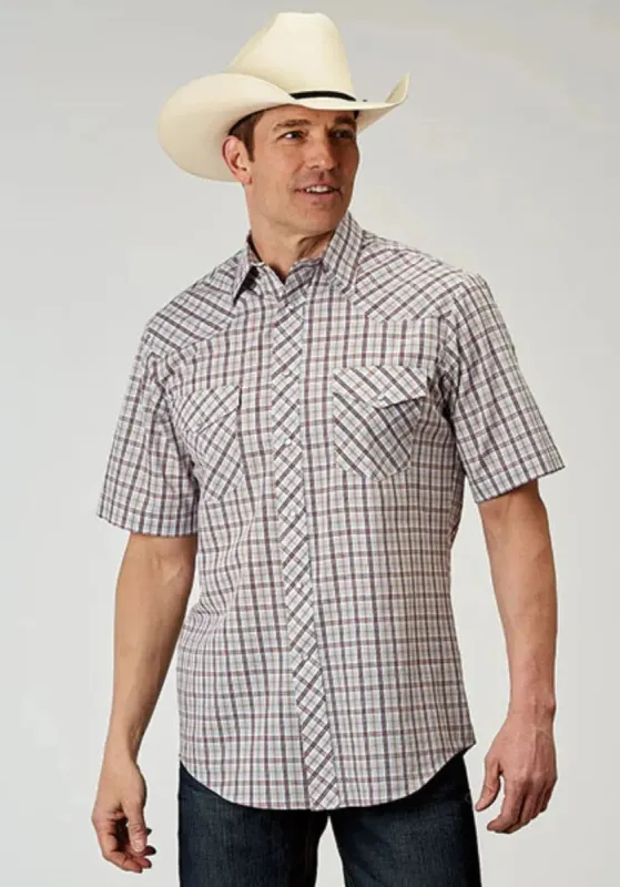 Roper Vintage Plaid (White) - Men's Western Shirt made by Roper