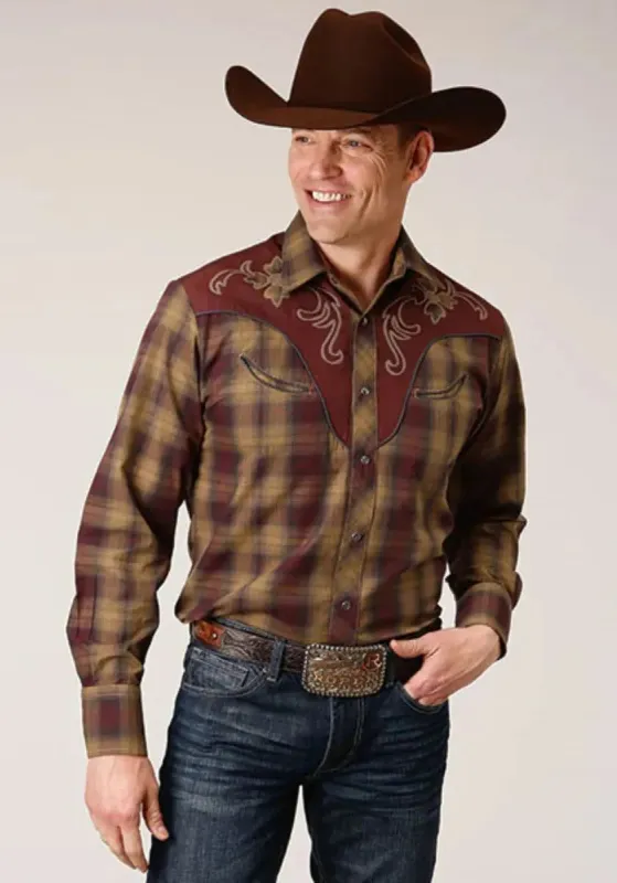 Roper Redwood Ripple (Brown) - Men's Western Shirt sold by Hat Country