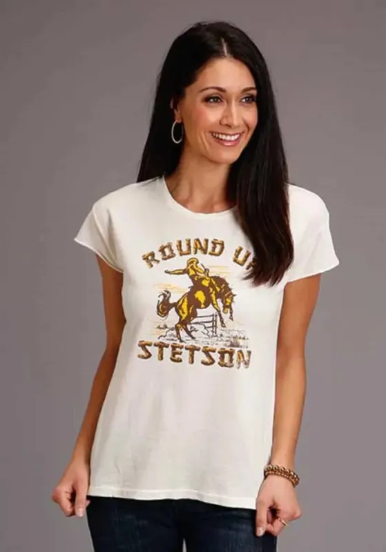Stetson Round Up (White) - Women's Short Sleeve T-Shirt made by Stetson