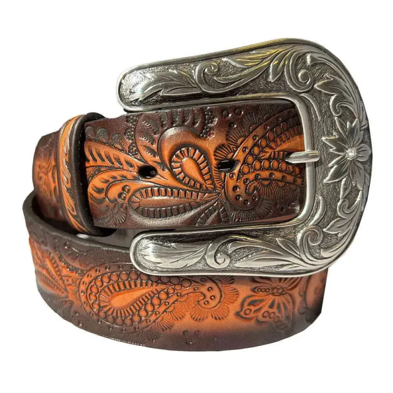 Angel Ranch Butterfly and Paisley - Womens Leather Belt made by Nocona