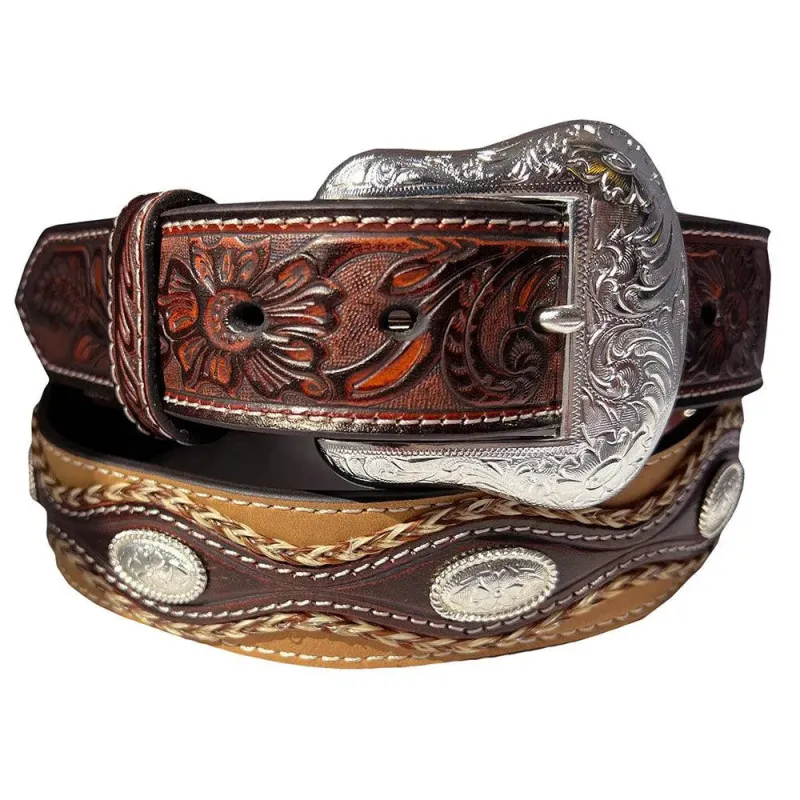 Nocona Oval Concho - Mens Leather Belt made by Nocona