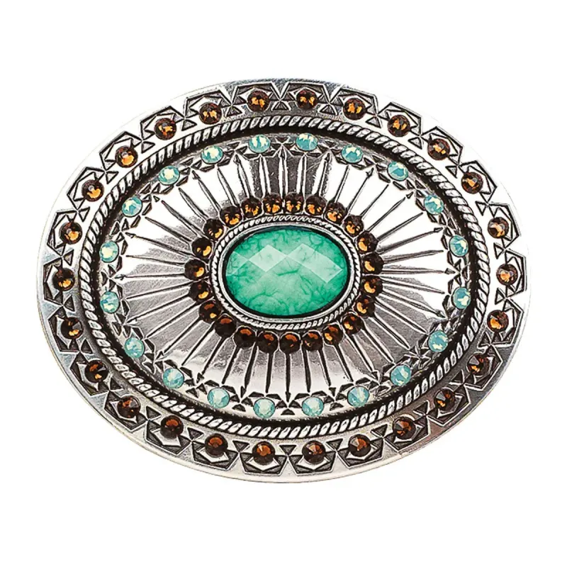 Nocona Tribal Stamp with Turquoise Stone- Belt Buckle made by Nocona