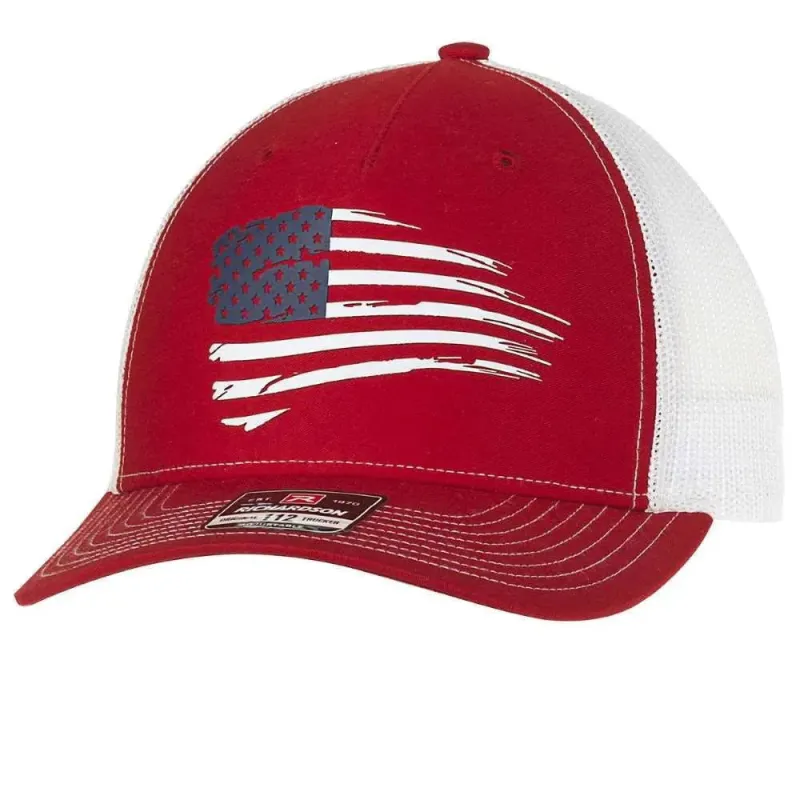 ARIAT Distressed USA Flag (Red/White) - Trucker Cap made by Ariat