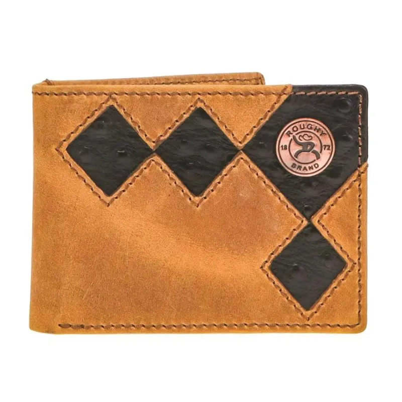 HOOey Diamond Patch Cutout with Black Leather Inlay (Brown)- Men`s Bifold Wallet made by Hat Country
