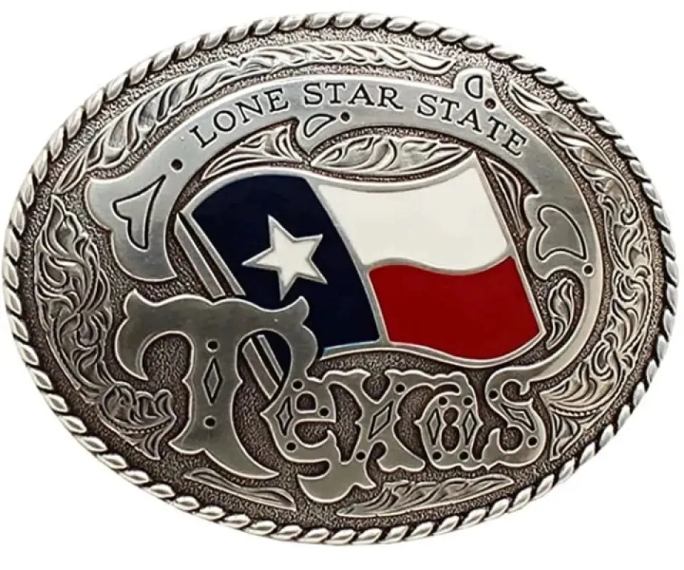 Nocona Lone Star Texas Flag Oval - Belt Buckle made by Nocona