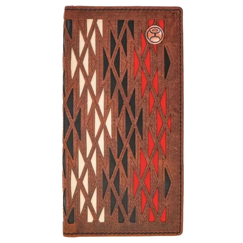 HOOey Triangular Laser Cut with Inlay (Black/Red/Ivory) - Men's Rodeo Wallet made by Hat Country