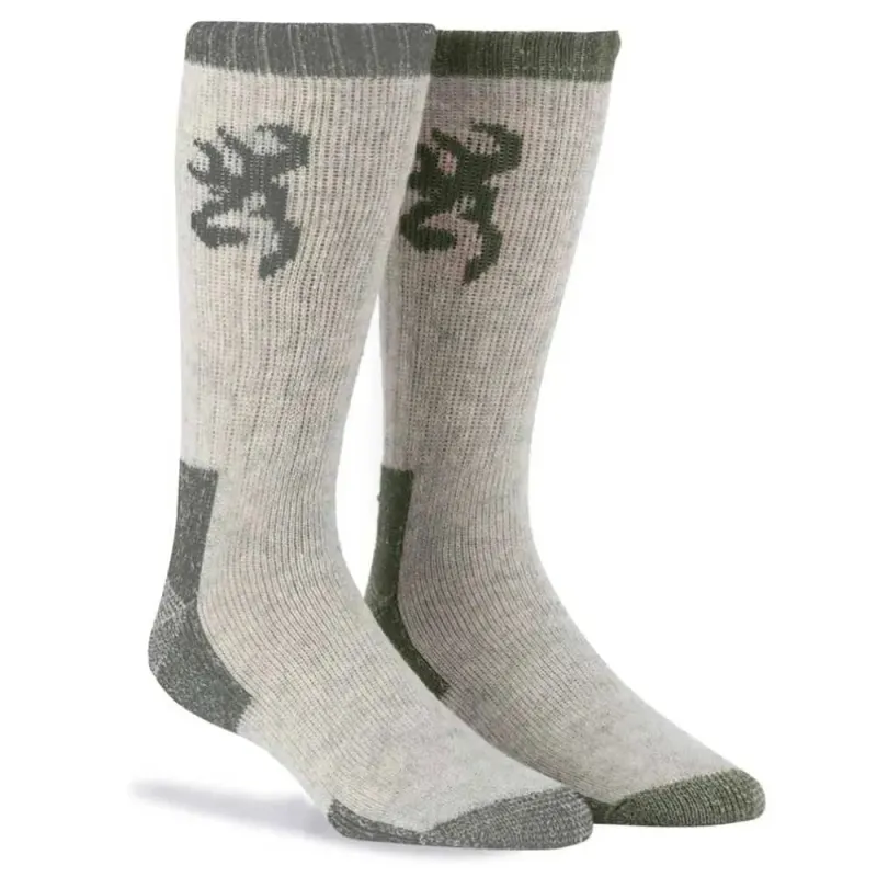 Browning Boot 2-Pack ( Green / Gray ) - Heavyweight Wool Socks made by Hat Country