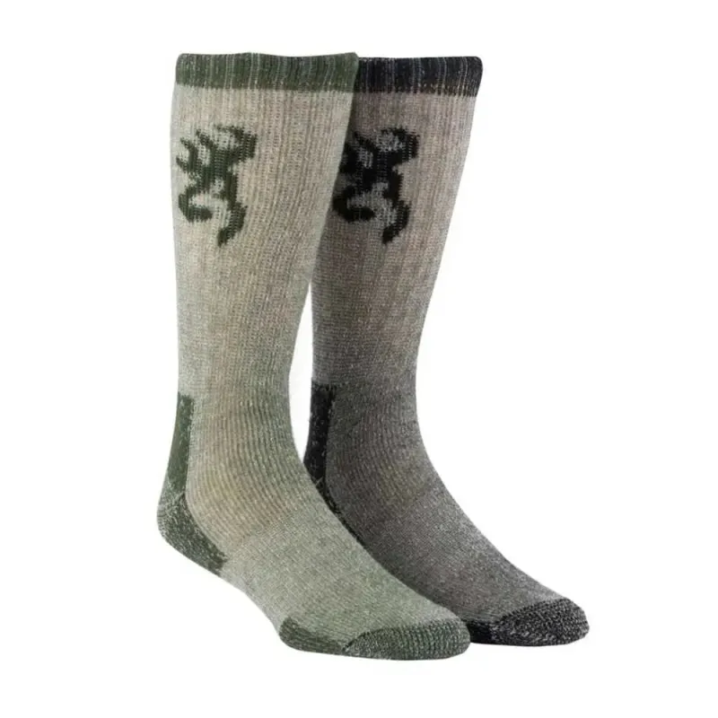 Browning Boot 2-Pack ( Olive / Black ) - Heavyweight Wool Socks made by Hat Country