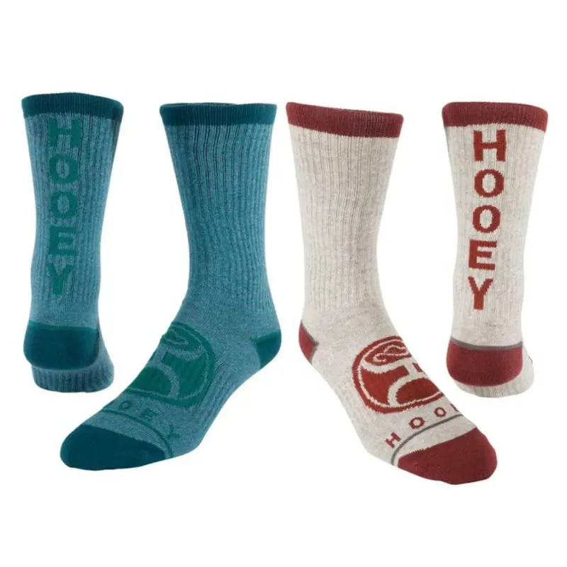 HOOey Athletic Crew 2-Pack (Teal / Grey) - Western Socks sold by Hat Country