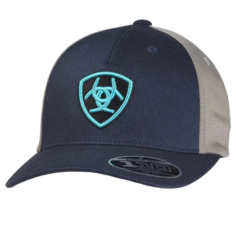 ARIAT Turquoise Outline Shield (Navy/Grey) - Ball Cap made by Ariat