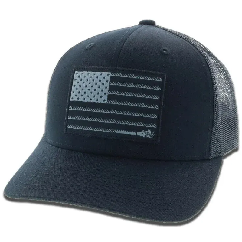 HOOey "Liberty Roper" (Black) - Trucker Cap made by Hat Country