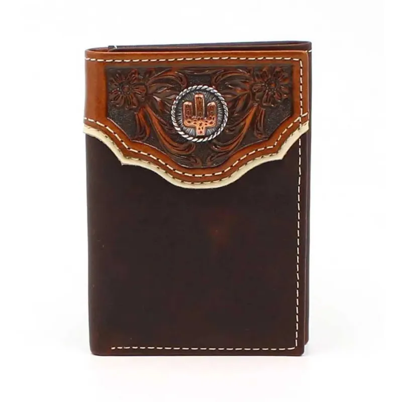 Nocona Cactus Concho - Men's Tri-Fold Wallet made by Nocona